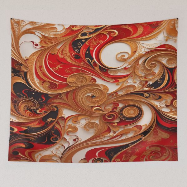Item preview, Abstract Dark Red, White, Gold Acrylic Digital Painting  designed and sold by BirdsnStuff.
