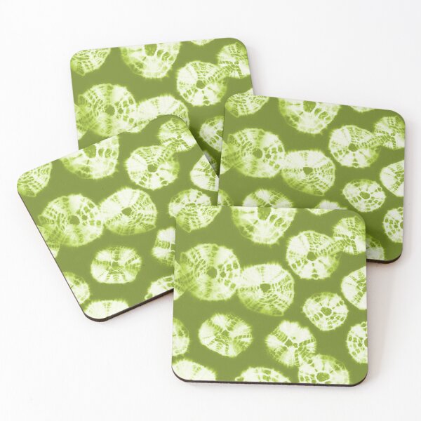 Item preview, Shibori Kumo tie dye white dots over lime green designed and sold by marufemia.
