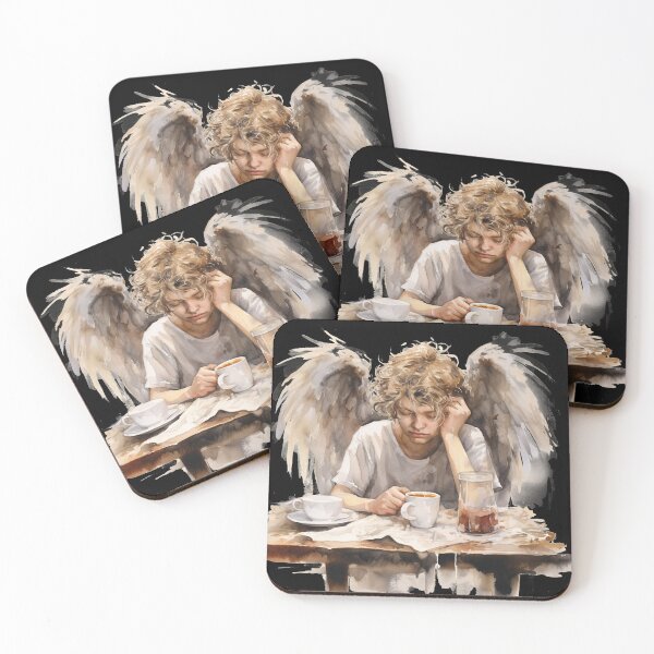 Item preview, Sleepy Angel Before Coffee Watercolor Style designed and sold by AnnaMDesign.