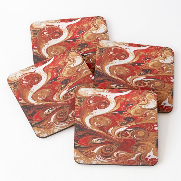 Item preview, Abstract Dark Red, White, Gold Acrylic Digital Painting  designed and sold by BirdsnStuff.