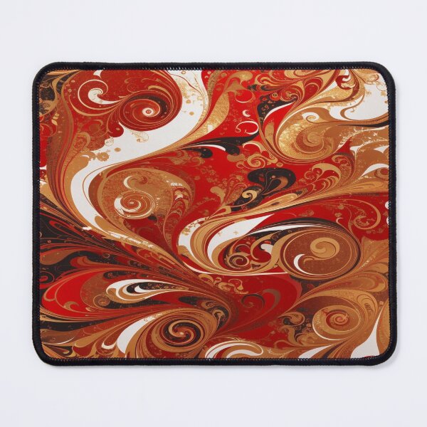 Item preview, Abstract Dark Red, White, Gold Acrylic Digital Painting designed and sold by BirdsnStuff.