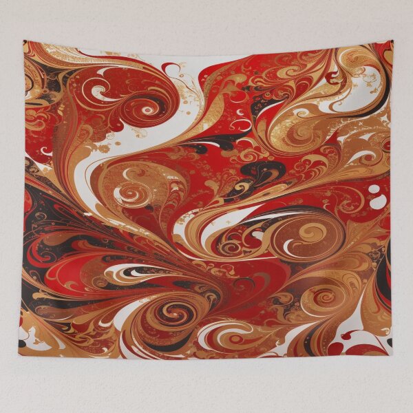 Item preview, Abstract Dark Red, White, Gold Acrylic Digital Painting  designed and sold by BirdsnStuff.