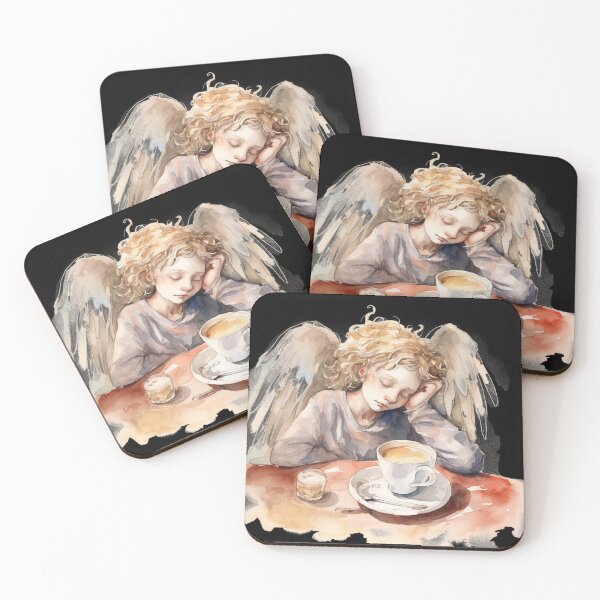 Item preview, Sleepy Angel Before Coffee Watercolor Style designed and sold by AnnaMDesign.