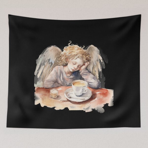 Item preview, Sleepy Angel Before Coffee Watercolor Style designed and sold by AnnaMDesign.