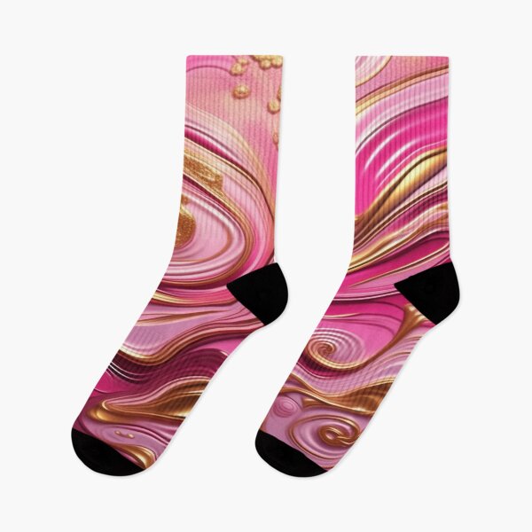 Item preview, Abstract Dark and Light Pink Marble Swirls with Veins of Gold designed and sold by BirdsnStuff.