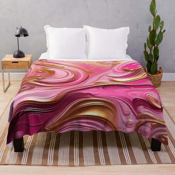 Item preview, Abstract Dark and Light Pink Marble Swirls with Veins of Gold designed and sold by BirdsnStuff.