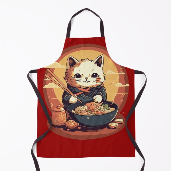 Item preview, Japanese Anime Cat Eating Ramen designed and sold by AntiqueImages.