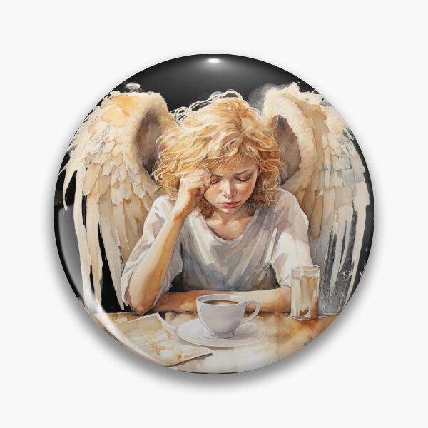 Item preview, Sleepy Angel Before Coffee Watercolor Style designed and sold by AnnaMDesign.