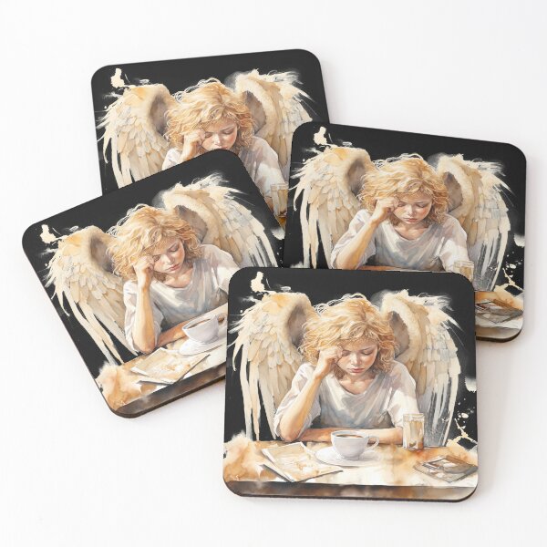 Item preview, Sleepy Angel Before Coffee Watercolor Style designed and sold by AnnaMDesign.