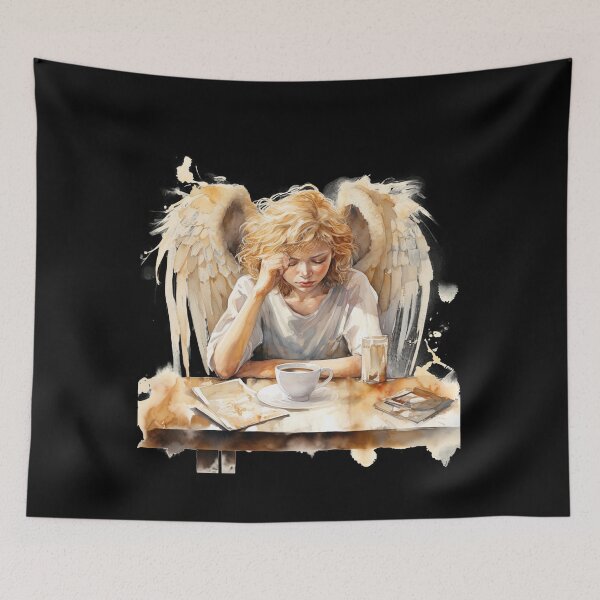 Item preview, Sleepy Angel Before Coffee Watercolor Style designed and sold by AnnaMDesign.