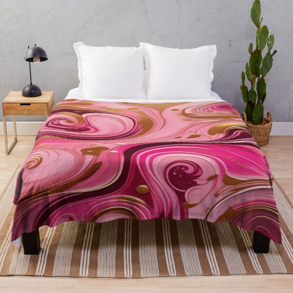 Item preview, Abstract Dark and Light Pink Marble Swirls with Veins of Gold designed and sold by BirdsnStuff.