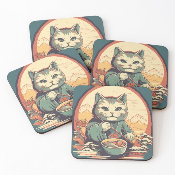 Item preview, Wise Sensei Master Cat Eating Ramen designed and sold by AntiqueImages.