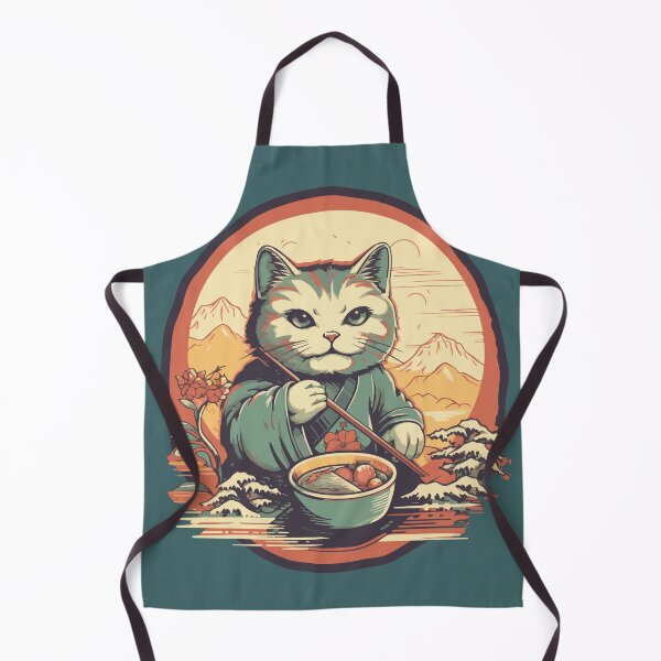 Item preview, Wise Sensei Master Cat Eating Ramen designed and sold by AntiqueImages.
