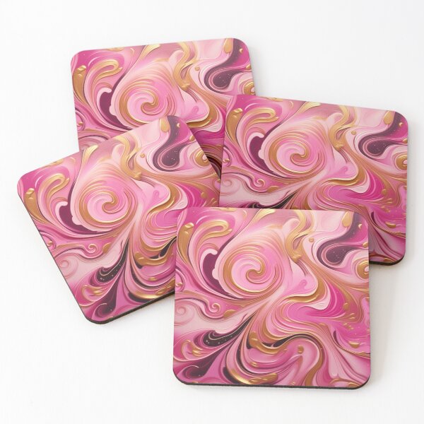 Item preview, Abstract Dark and Light Pink Marble Swirls with Veins of Gold designed and sold by BirdsnStuff.