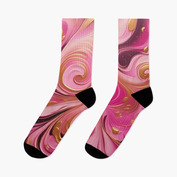 Item preview, Abstract Dark and Light Pink Marble Swirls with Veins of Gold designed and sold by BirdsnStuff.