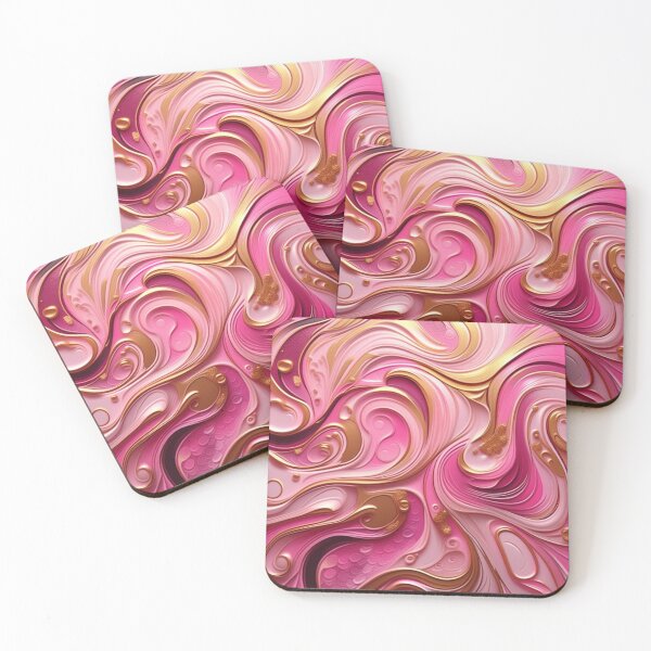 Item preview, Abstract Dark and Light Pink Marble Swirls with Veins of Gold designed and sold by BirdsnStuff.