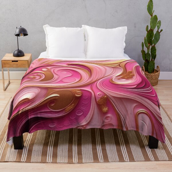 Item preview, Abstract Dark and Light Pink Marble Swirls with Veins of Gold designed and sold by BirdsnStuff.