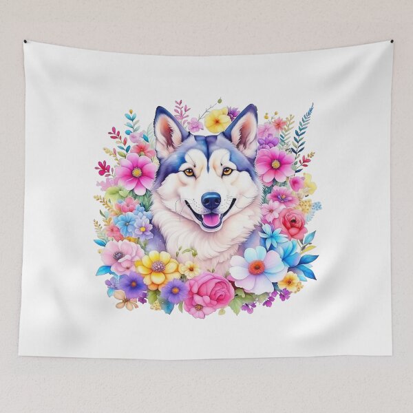 Item preview, Cute dog in an ocean of flowers designed and sold by Sergey83.