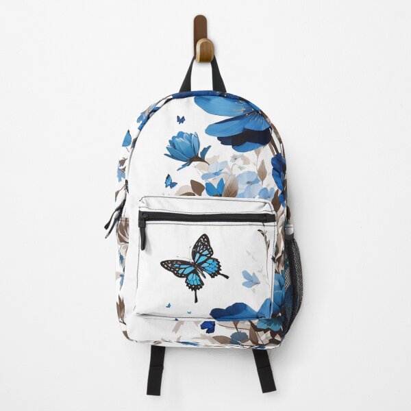 Item preview, Blue floral T-shirt with butterfly designed and sold by Alchemy Ink.