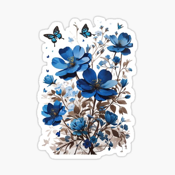 Item preview, Blue floral T-shirt with butterfly designed and sold by Alchemy Ink.