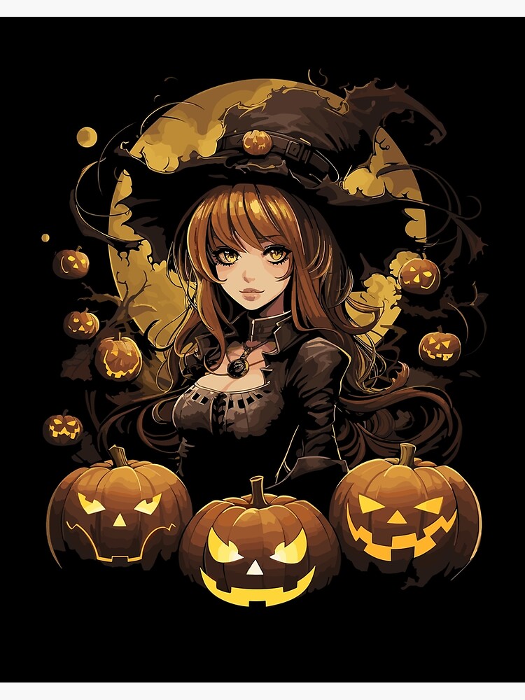 Cute Kawaii Halloween Anime Pumpkin Girl Demon Digital Art by