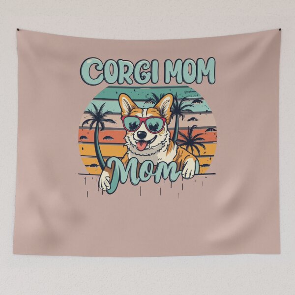 Item preview, Funny corgi dog mom summer retro gift idea for mom and son and doughter designed and sold by ArtfulWhimsy007.