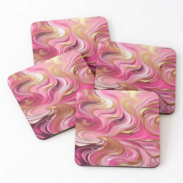 Item preview, Abstract Dark and Light Pink Marble Swirls with Veins of Gold designed and sold by BirdsnStuff.