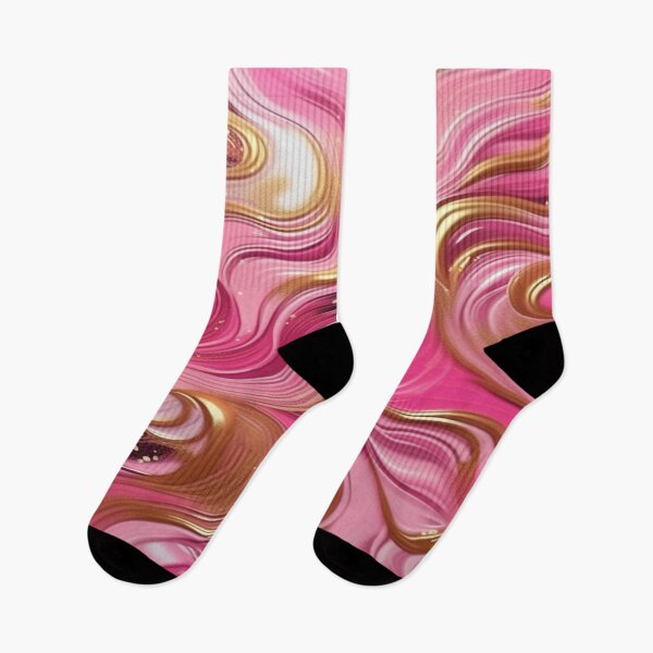 Item preview, Abstract Dark and Light Pink Marble Swirls with Veins of Gold designed and sold by BirdsnStuff.