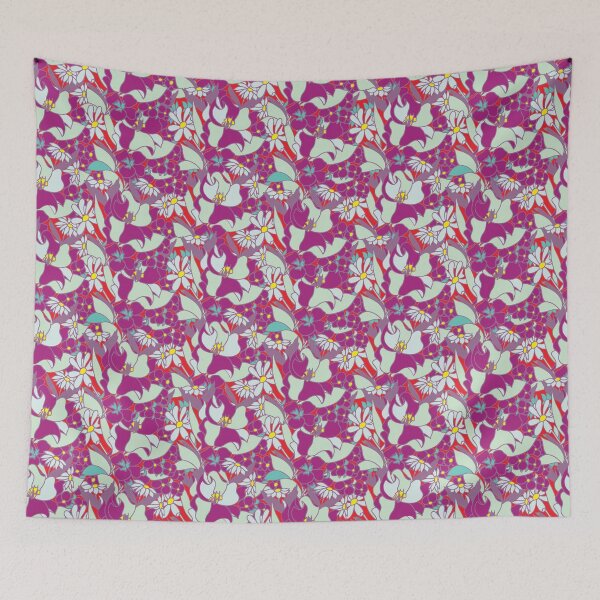Item preview, Bouquet pattern purple version red background designed and sold by GENEST-V.
