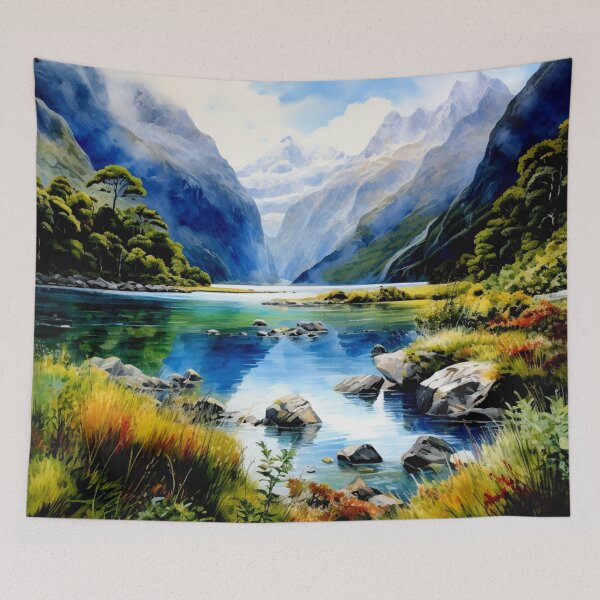 Item preview, A Watercolor Design of the Fiordland National Park - New Zealand designed and sold by Sketch-Shack.