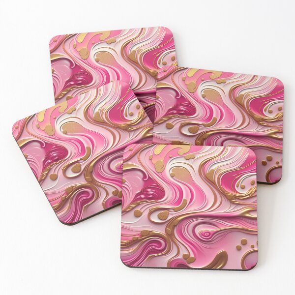 Item preview, Abstract Dark and Light Pink Marble Swirls with Veins of Gold designed and sold by BirdsnStuff.