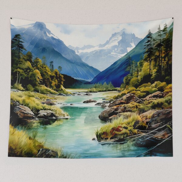 Item preview, A Watercolor Design of the Fiordland National Park - New Zealand designed and sold by Sketch-Shack.