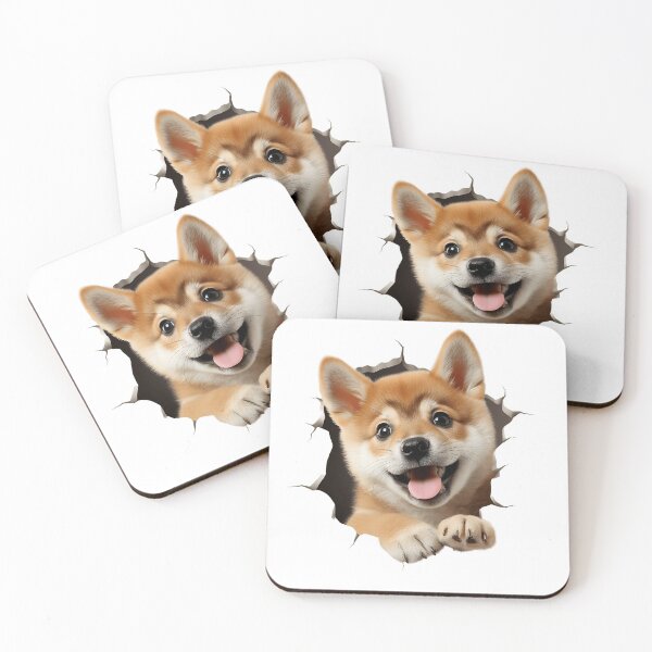 Item preview, Shiba Dogs breed Popping Out of The Wall #1 designed and sold by DogDigiArt.