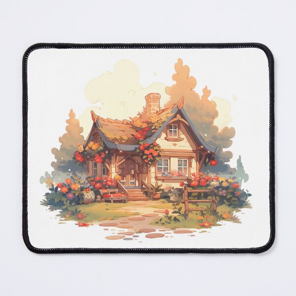 Item preview, Cozy Cottage with Summer Flowers in Rustic and Cottagecore Style designed and sold by CozyKawaiiArt.