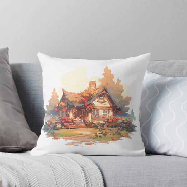Item preview, Cozy Cottage with Summer Flowers in Rustic and Cottagecore Style designed and sold by CozyKawaiiArt.