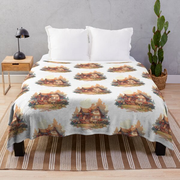 Item preview, Cozy Cottage with Summer Flowers in Rustic and Cottagecore Style designed and sold by CozyKawaiiArt.