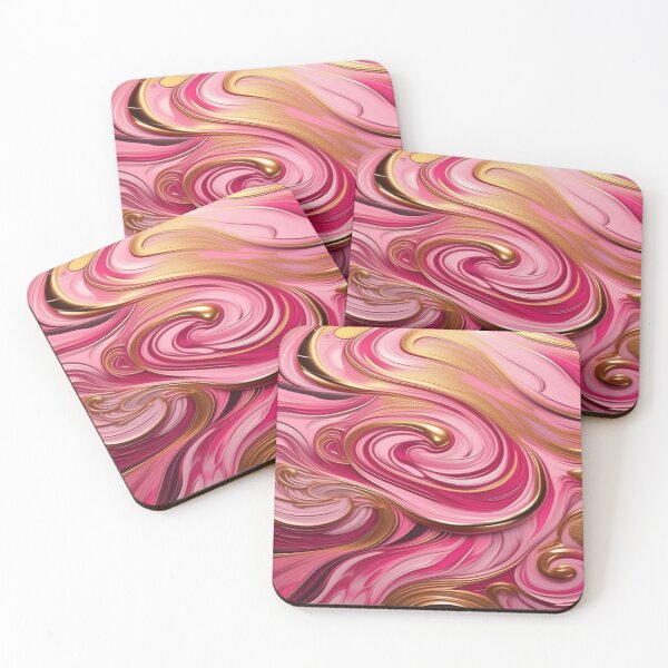 Item preview, Abstract Dark and Light Pink Marble Swirls with Veins of Gold designed and sold by BirdsnStuff.