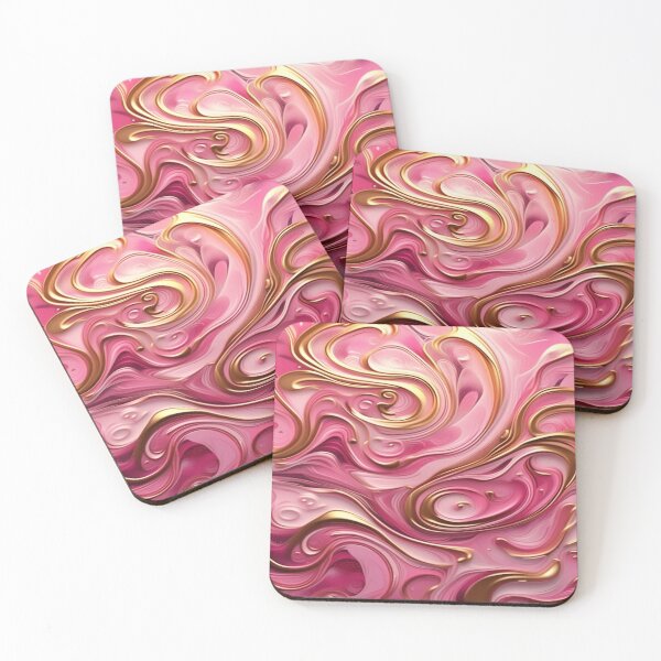 Item preview, Abstract Dark and Light Pink Marble Swirls with Veins of Gold designed and sold by BirdsnStuff.