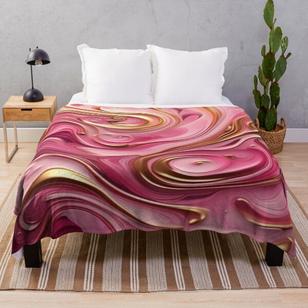 Item preview, Abstract Dark and Light Pink Marble Swirls with Veins of Gold designed and sold by BirdsnStuff.