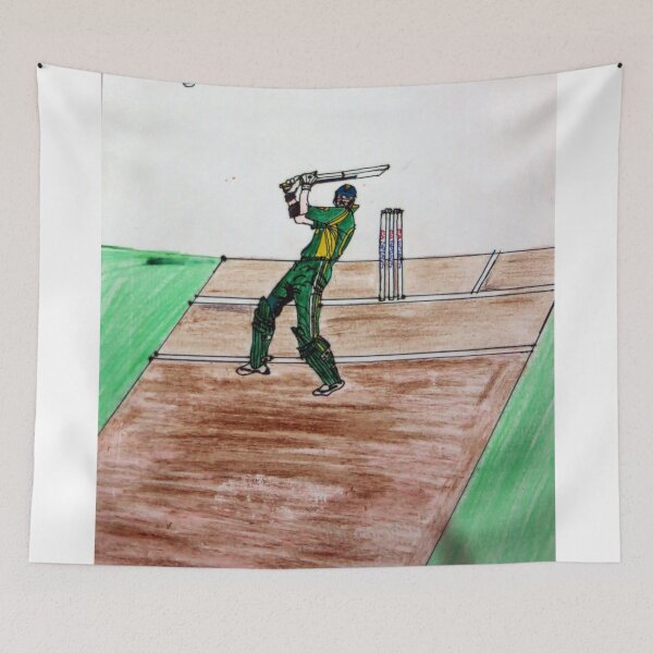 Item preview, Batsman playing big shot color Art  designed and sold by MubaraksArt.