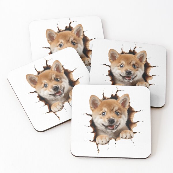 Item preview, Shiba Dogs breed Popping Out of The Wall #3 designed and sold by DogDigiArt.