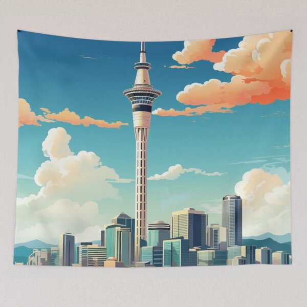 Item preview, A Vintage Travel Illustration of Auckland - New Zealand designed and sold by GoodOldVintage.