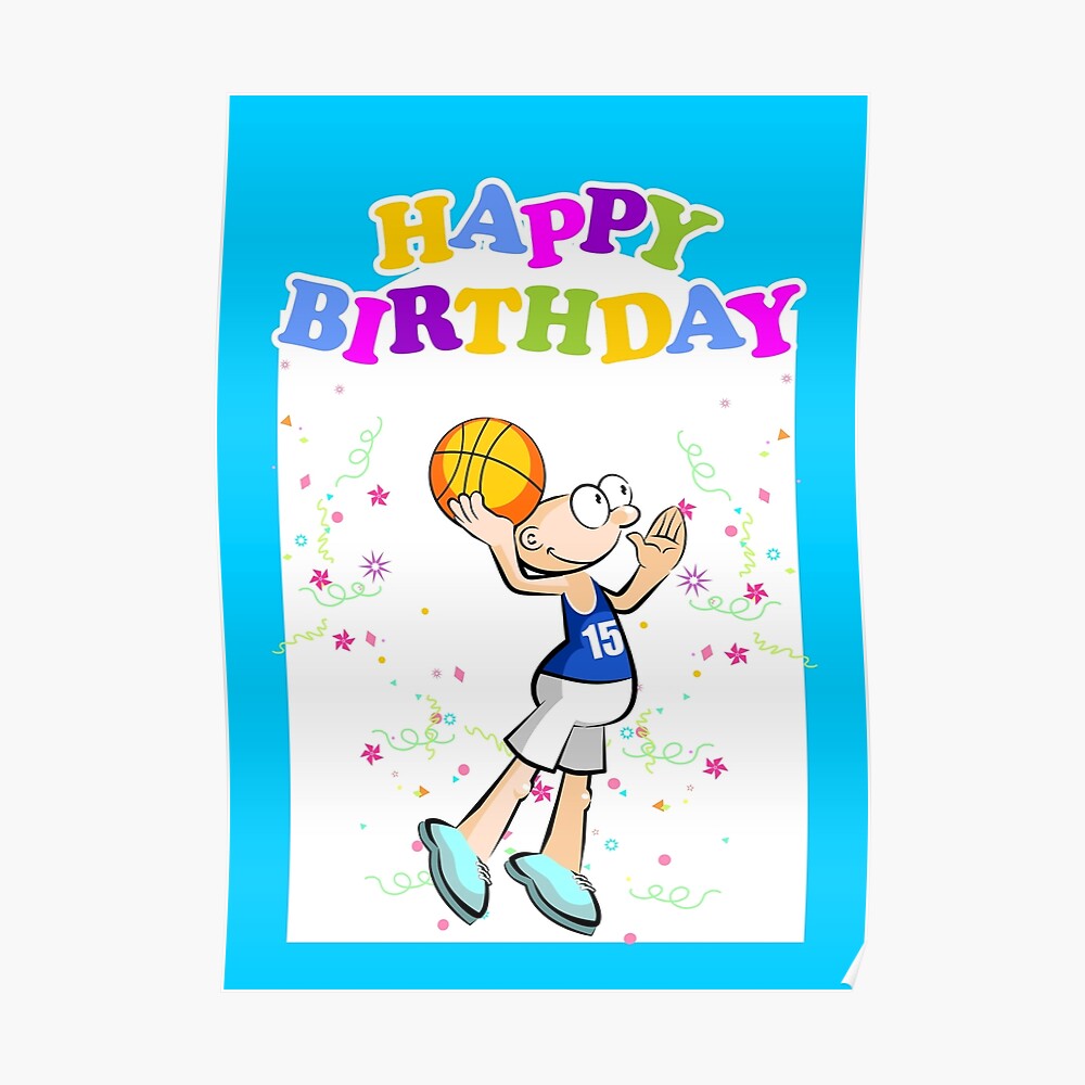 Carte De Vœux Joyeux Anniversaire Au Meilleur Joueur De Basket Par Megasitiodesign Redbubble