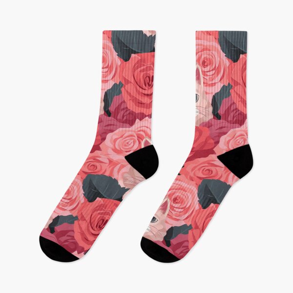 Item preview, Cat pattern with pink rose. Cute cat  designed and sold by DedeeArtthai.
