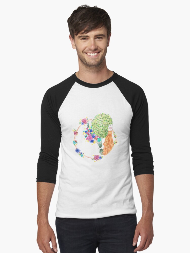 Aperçu 1 sur 3. T-shirt baseball manches ¾ avec l'œuvre Petite Pousse créée et vendue par luna2810.