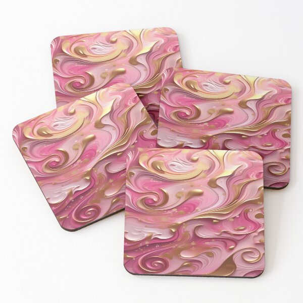 Item preview, Abstract Dark and Light Pink Marble Swirls with Veins of Gold designed and sold by BirdsnStuff.