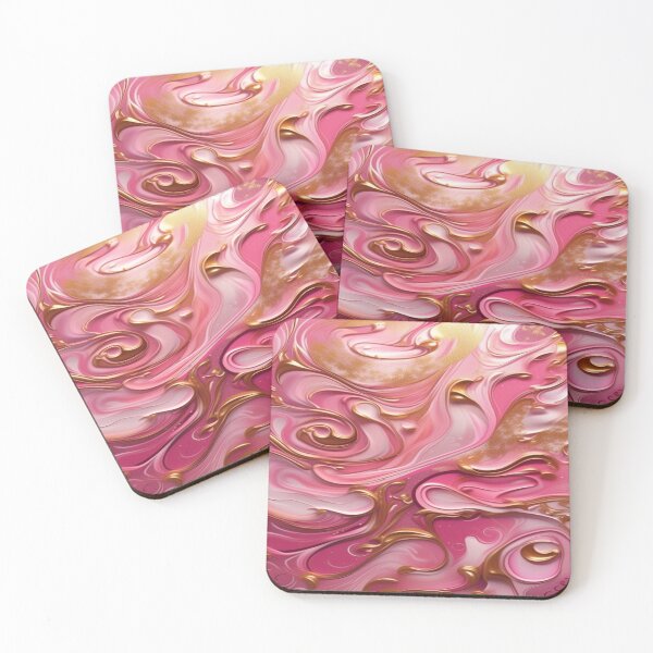 Item preview, Abstract Dark and Light Pink Marble Swirls with Veins of Gold designed and sold by BirdsnStuff.