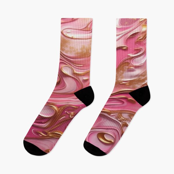 Item preview, Abstract Dark and Light Pink Marble Swirls with Veins of Gold designed and sold by BirdsnStuff.