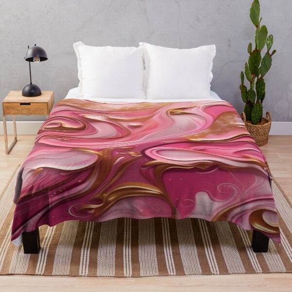 Item preview, Abstract Dark and Light Pink Marble Swirls with Veins of Gold designed and sold by BirdsnStuff.