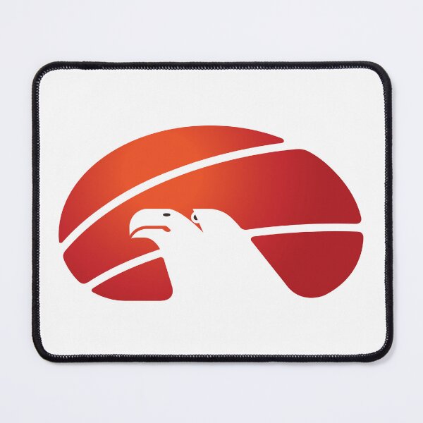 Item preview, Rising Sun with an eagle head negative space form in orange and red designed and sold by Wiggly Lines.